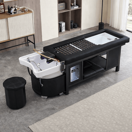 611 - 4 | Plumbed | Japanese/Korean Head Spa Shampoo Bed — Hot Stone & Magnetic Therapy with Ceramic Basin | SSW | Head Spa Beds (Plumbed) by SSW - SH Salons