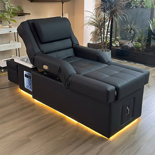 631 | Plumbed | Electric - Lifting Head Spa Bed — LED Light & Pedicure Support | SSW | Head Spa Beds (Plumbed) by SSW - SH Salons