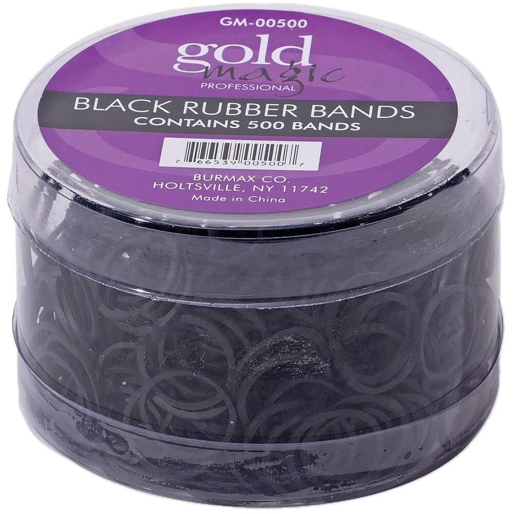 Black Hair Rubber Bands | 500 Bands | GM - 00500 | GOLD MAGIC | HAIR COLORING ACCESSORIES by SOFT N STYLE - SH Salons