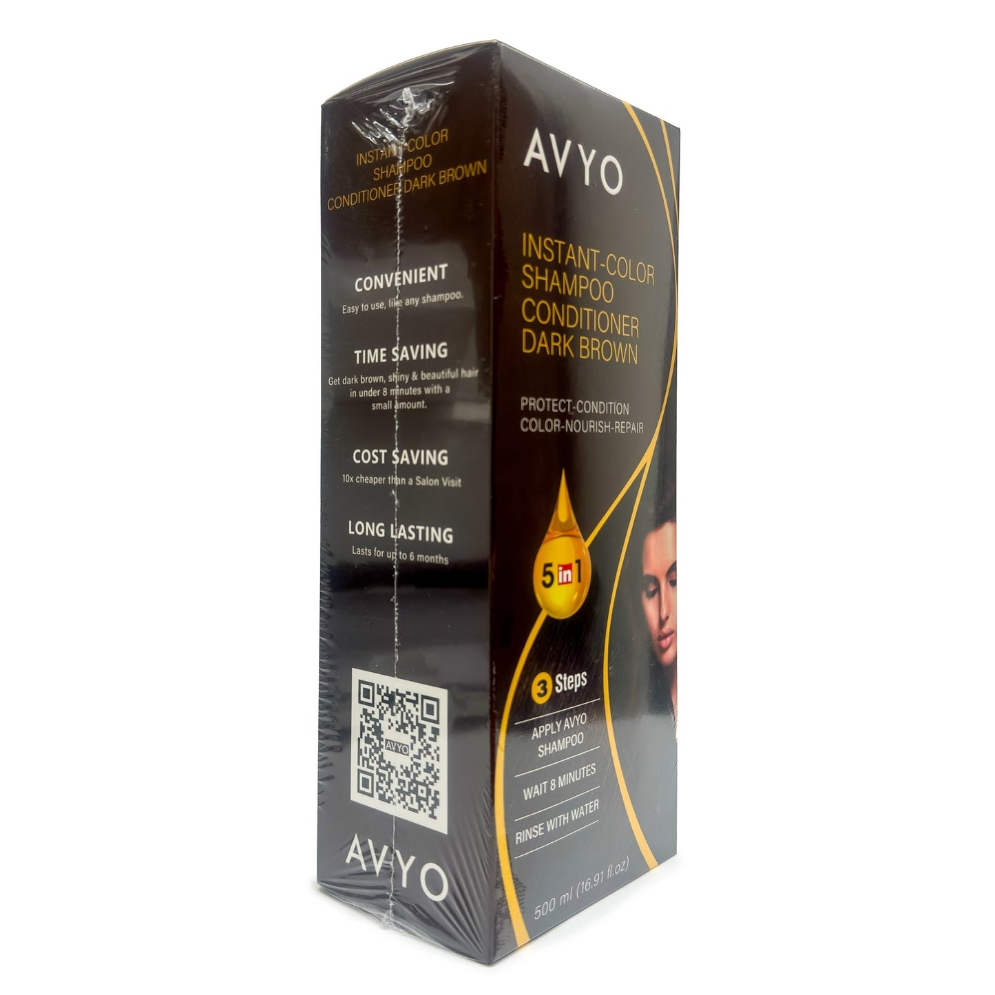 Dark Brown | Instant - Color Shampoo Conditioner | 5 in 1 | 500 mL - 16.91 fl.oz. | AVYO | SHAMPOO by AVYO - SH Salons