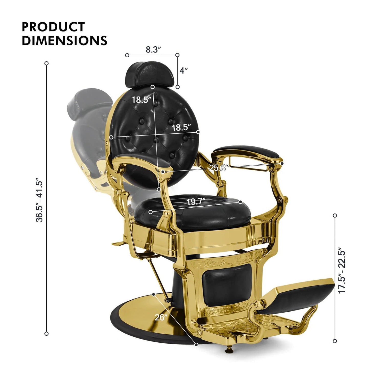 LT896 | Gold Vintage Barber Chair | Barber Salon Accessories | Barber Chair by SSW - SH Salons
