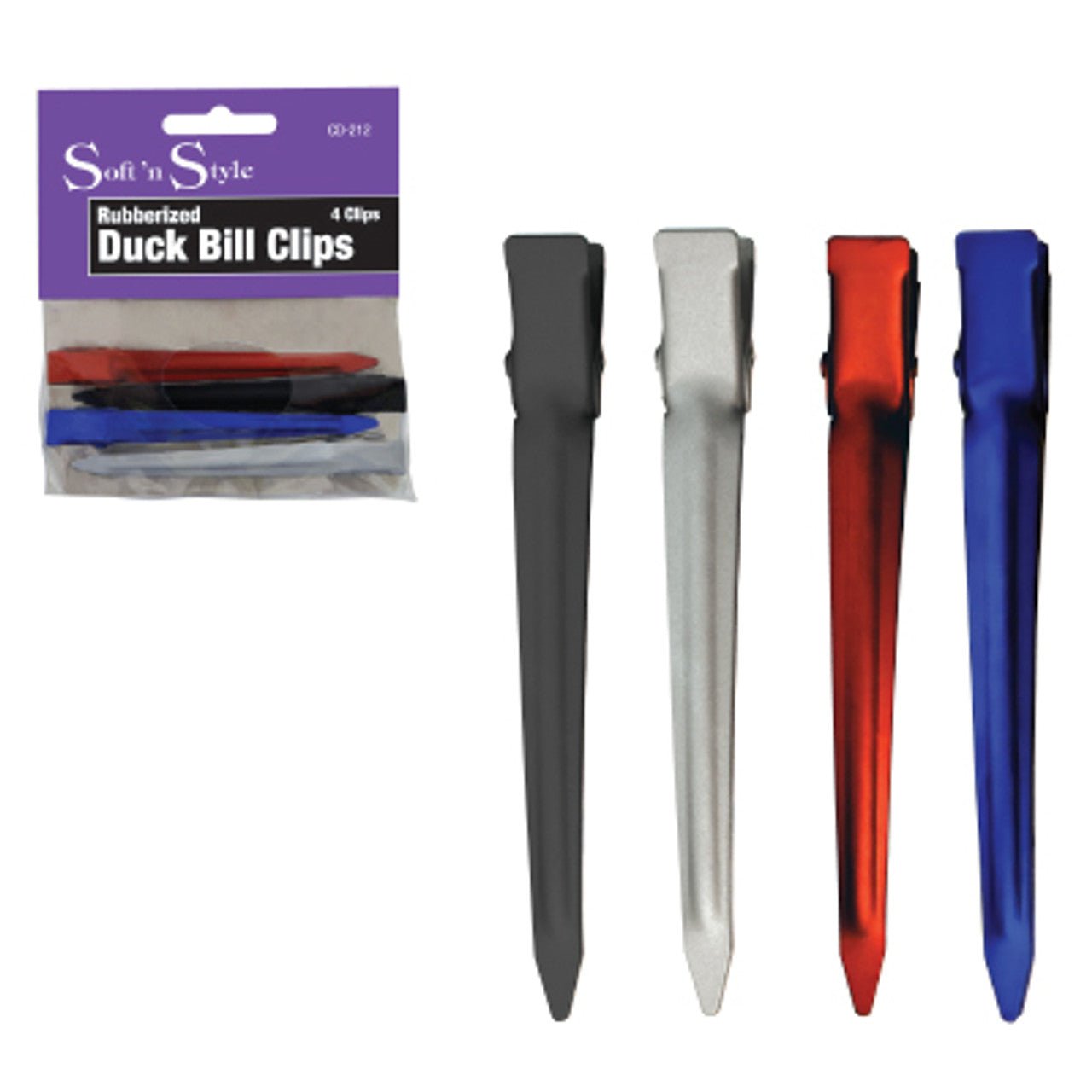 Rubberized Duck Bill Clips | 4 clips | CD - 212 | SOFT N STYLE | HAIR COLORING ACCESSORIES by SOFT N STYLE - SH Salons