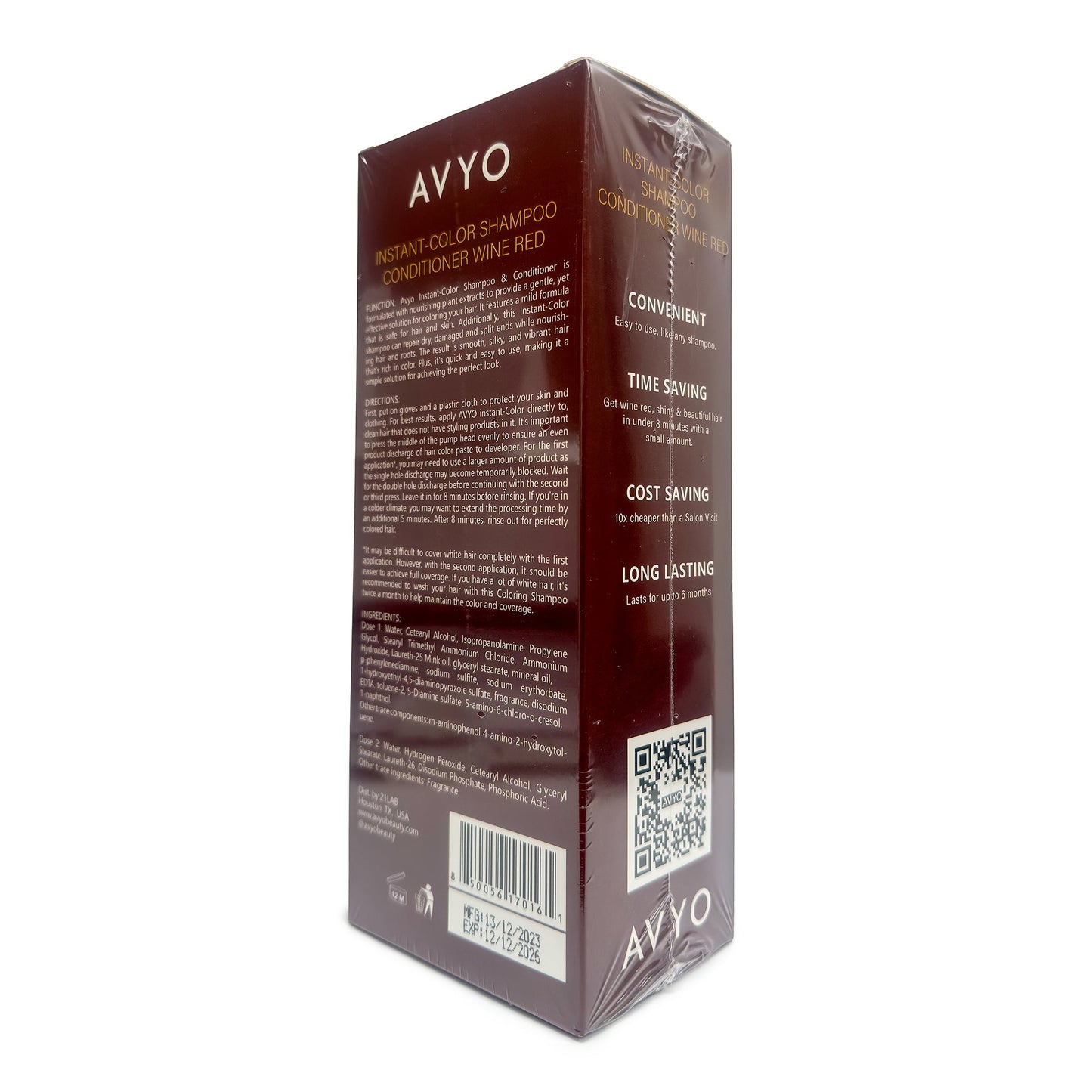 Wine Red | Instant - Color Shampoo Conditioner | 5 in 1 | 500 mL - 16.91 fl.oz. | AVYO | SHAMPOO by AVYO - SH Salons