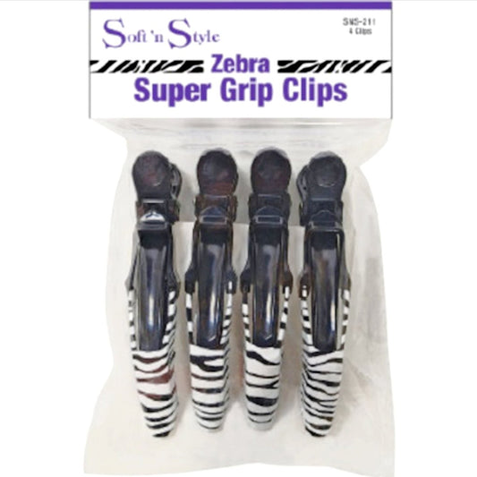 Zebra Super Grip Clips | 4 Clips | SNS - 211 | SOFT N STYLE | HAIR COLORING ACCESSORIES by SOFT N STYLE - SH Salons