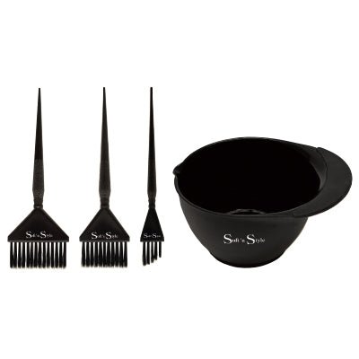 4 pc. Color Bowl & Brush Set | SNS - BBSET2 | SOFT N STYLE | HAIR COLORING ACCESSORIES by SOFT N STYLE - SH Salons