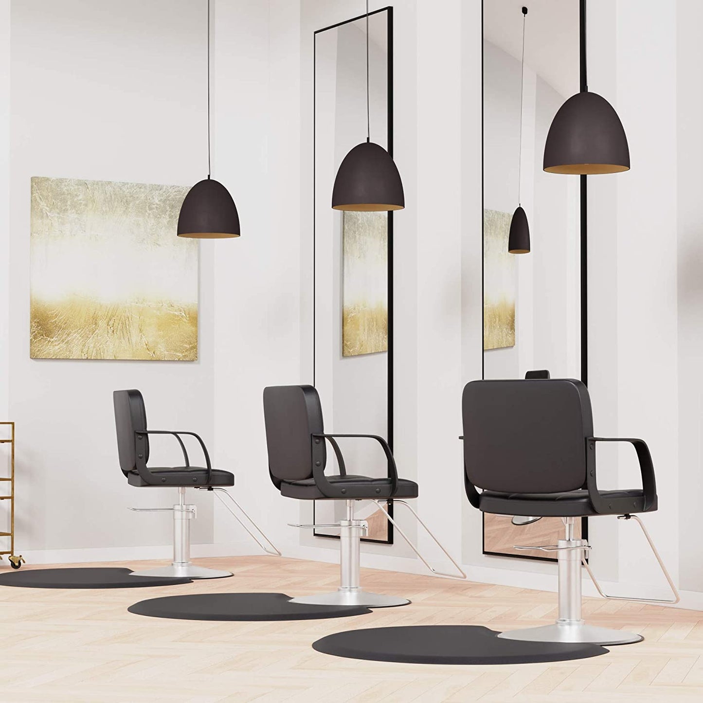 Anti - Fatigue Floor Mat | Black | Semi Circle | 7/8 in. Thick | FLOOR MAT by SSW - SH Salons