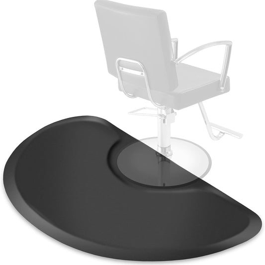 Floor Mat 3' x 4' | 5/8 in Thick | Semi Circle | BS3040S58 | Cut - Out for Barber or Salon Station | Slip Resistant | Black | HOTLINE BEAUTY | FLOOR MAT by SSW - SH Salons