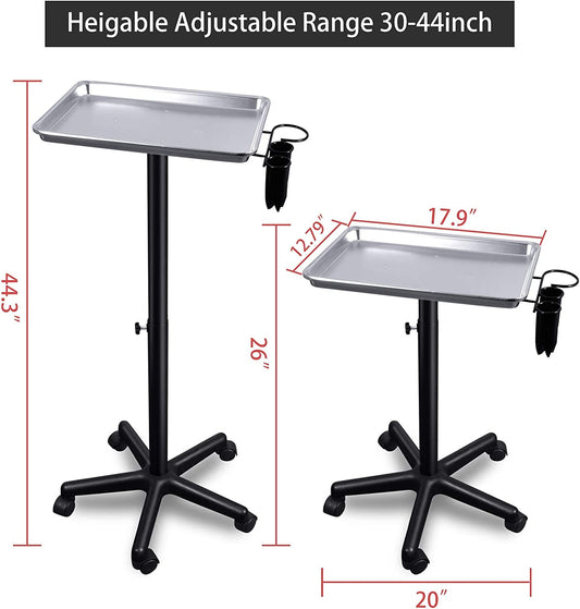 T - 011B | Professional Aluminum Salon Rolling Utility Tray | Barber and Stylist Hair Salon Accessories | HOTLINE BEAUTY | TROLLEY by HOTLINE BEAUTY - SH Salons