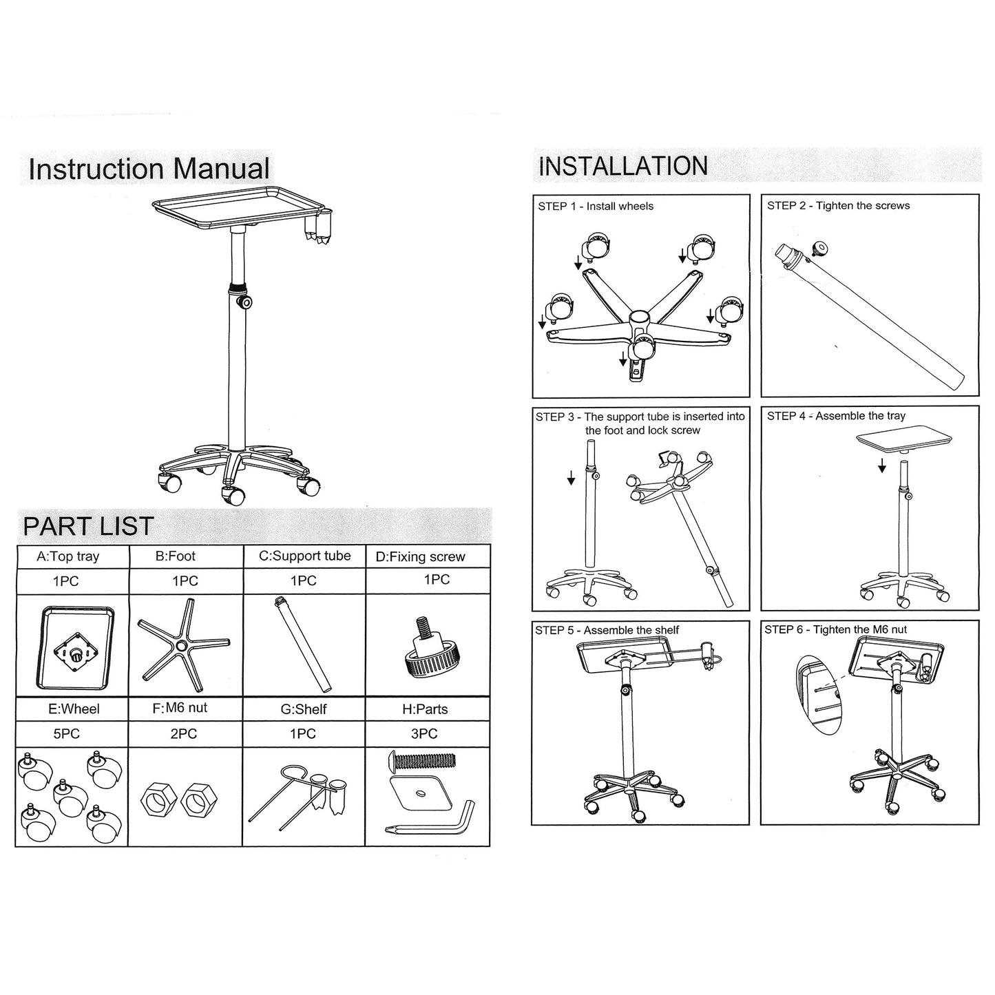 T - 011B | Professional Aluminum Salon Rolling Utility Tray | Barber and Stylist Hair Salon Accessories | HOTLINE BEAUTY | TROLLEY by HOTLINE BEAUTY - SH Salons