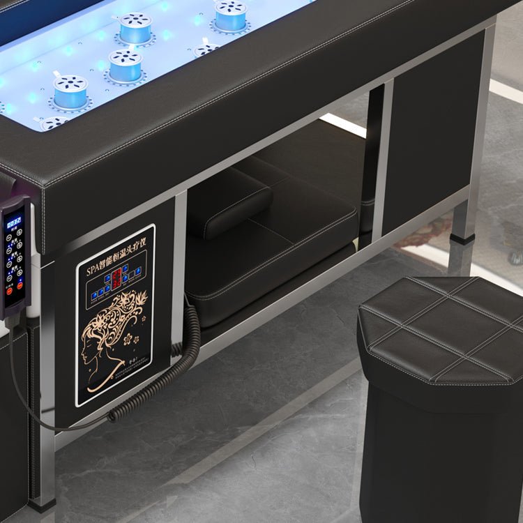 611 - 2 | Massage Setting Shampoo Bed with Under Seat Storage and Ottoman | Natural Hot Stone Magnetic Therapy | SSW - SH Salons