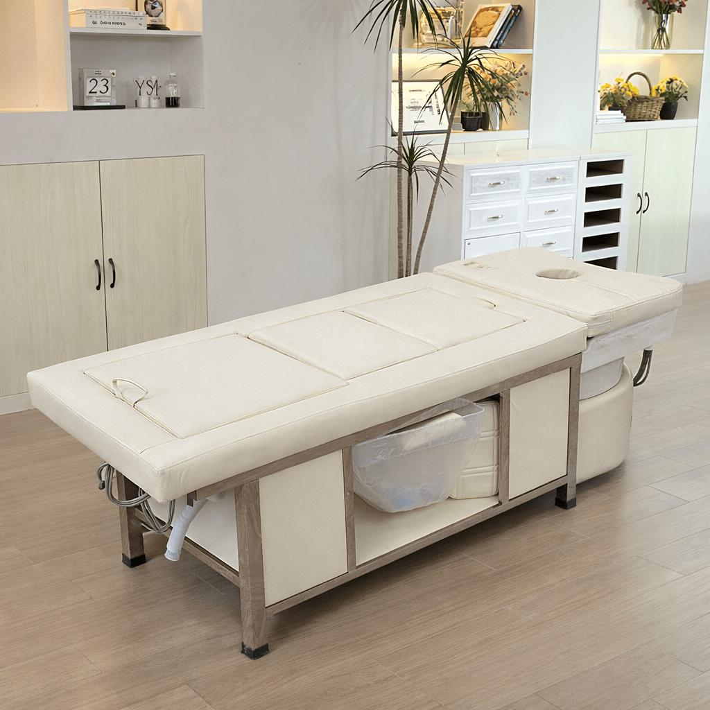 611 - 4 | Plumbed | Japanese/Korean Head Spa Shampoo Bed — Hot Stone & Magnetic Therapy with Ceramic Basin | SSW | Head Spa Beds (Plumbed) by SSW - SH Salons