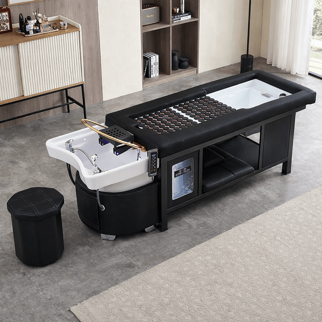 611 - 4 | Plumbed | Japanese/Korean Head Spa Shampoo Bed — Hot Stone & Magnetic Therapy with Ceramic Basin | SSW | Head Spa Beds (Plumbed) by SSW - SH Salons