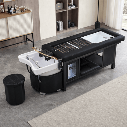 611 - 4 | Plumbed | Japanese/Korean Head Spa Shampoo Bed — Hot Stone & Magnetic Therapy with Ceramic Basin | SSW | Head Spa Beds (Plumbed) by SSW - SH Salons