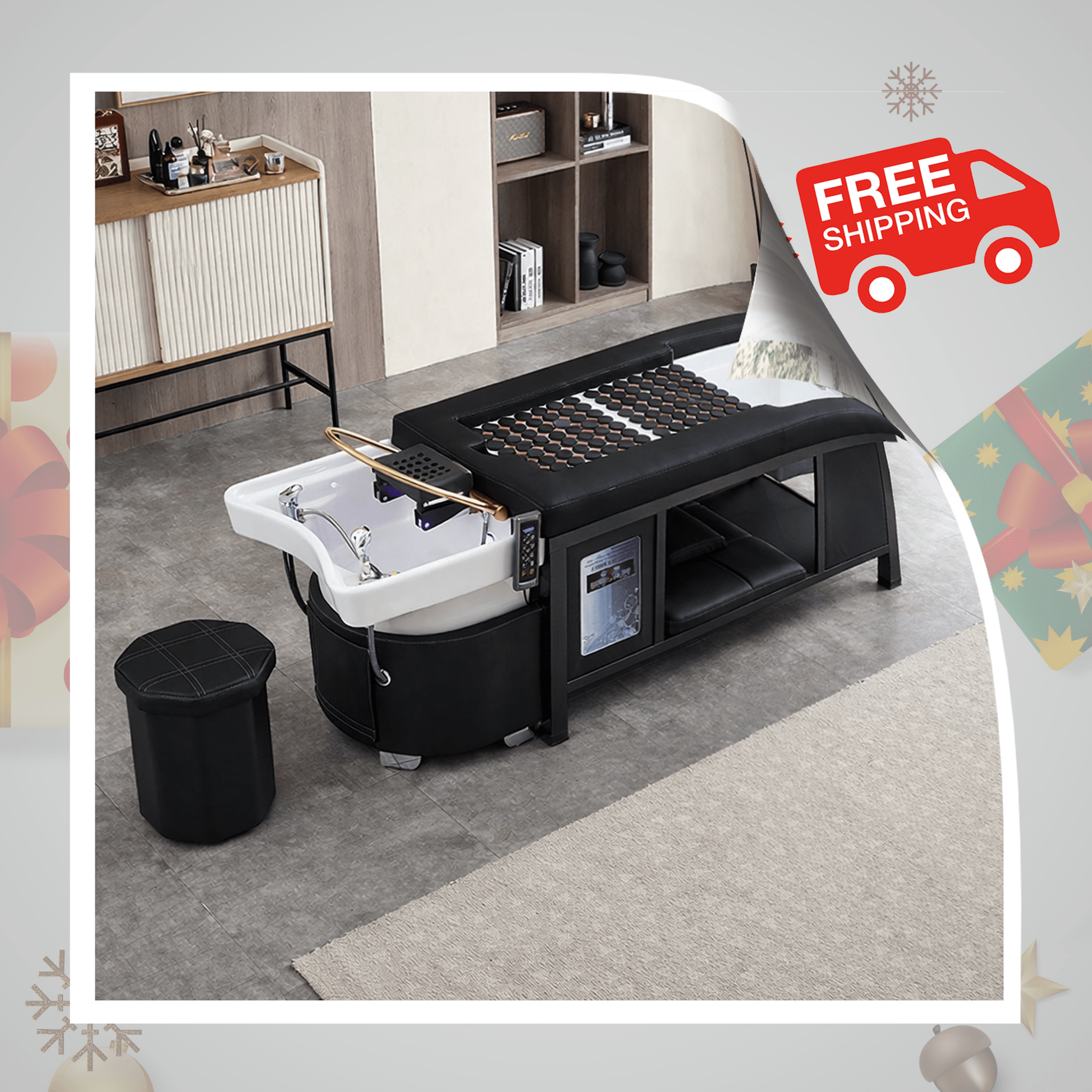 611 - 4 | Plumbed | Japanese/Korean Head Spa Shampoo Bed — Hot Stone & Magnetic Therapy with Ceramic Basin | SSW | Head Spa Beds (Plumbed) by SSW - SH Salons