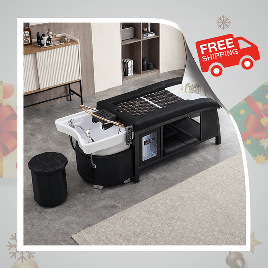 611 - 4 | Plumbed | Japanese/Korean Head Spa Shampoo Bed — Hot Stone & Magnetic Therapy with Ceramic Basin | SSW | Head Spa Beds (Plumbed) by SSW - SH Salons