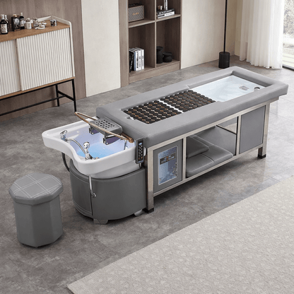 611 - 4 | Plumbed | Japanese/Korean Head Spa Shampoo Bed — Hot Stone & Magnetic Therapy with Ceramic Basin | SSW | Head Spa Beds (Plumbed) by SSW - SH Salons