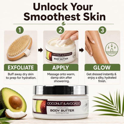 Coconut & Avocado | Hydrating Body Butter for Dry Skin | 8 fl oz | ORIGEM