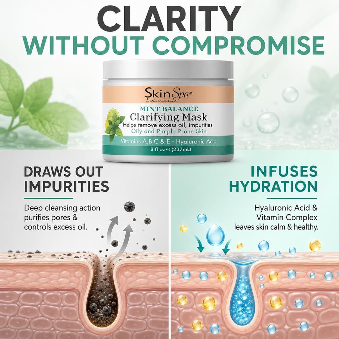 Deep Cleansing Hydrating Facial Mask for Oily & Acne-Prone Skin | 8 fl oz | SKIN SPA
