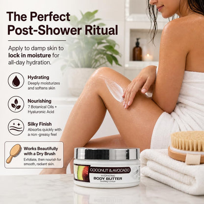 Coconut & Avocado | Hydrating Body Butter for Dry Skin | 8 fl oz | ORIGEM