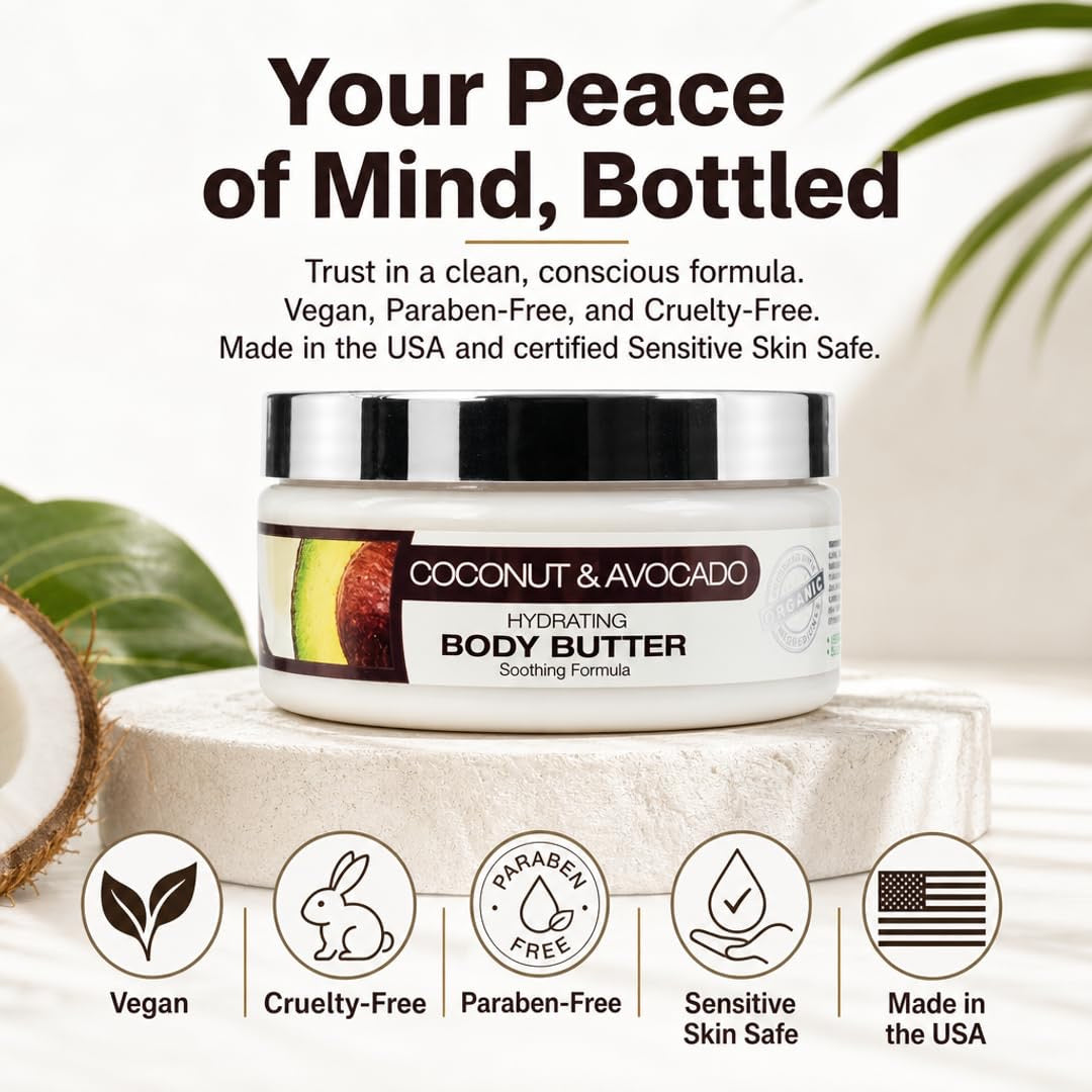 Coconut & Avocado | Hydrating Body Butter for Dry Skin | 8 fl oz | ORIGEM