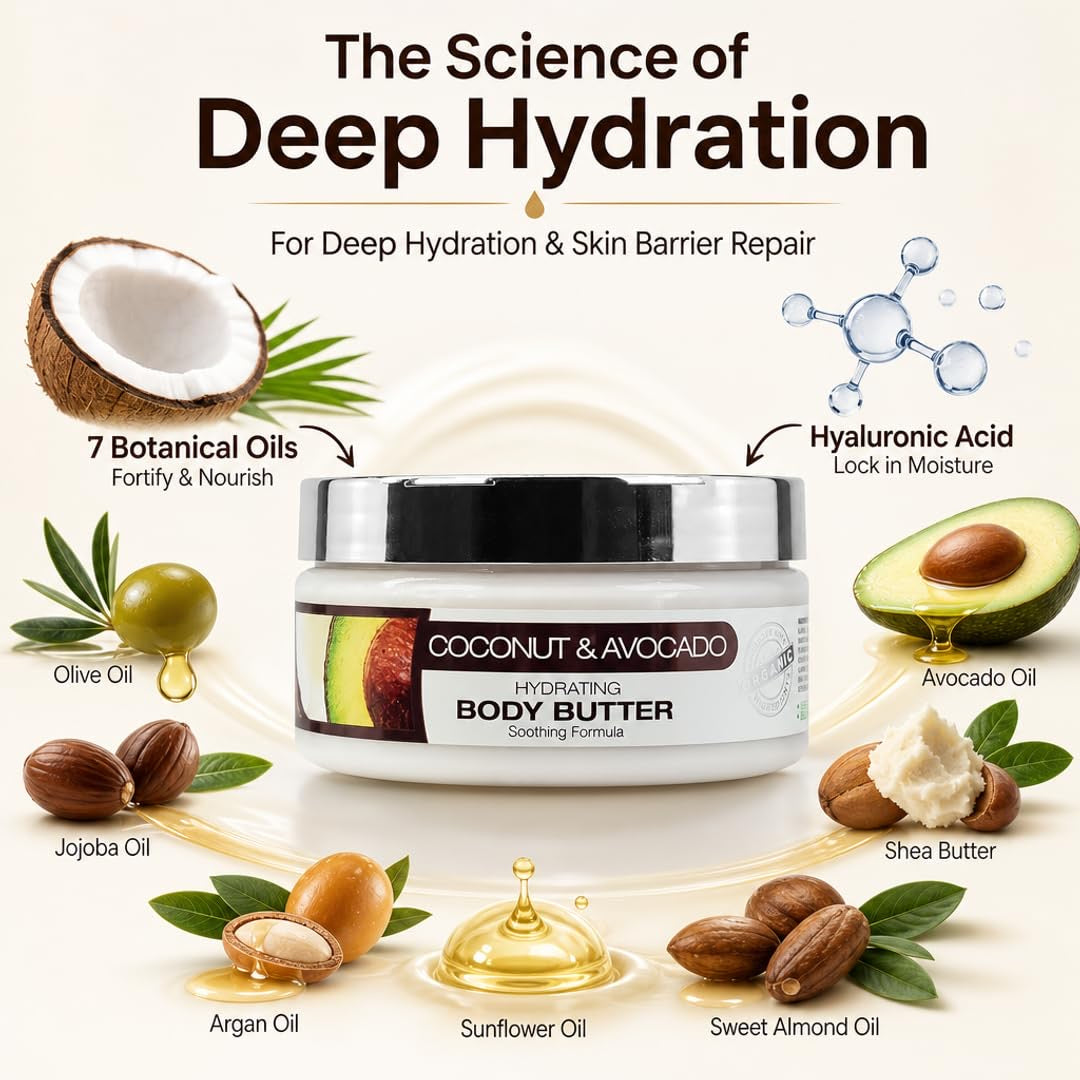 Coconut & Avocado | Hydrating Body Butter for Dry Skin | 8 fl oz | ORIGEM