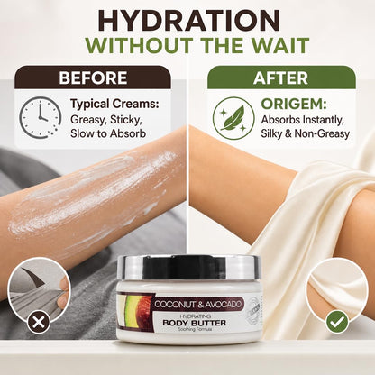 Coconut & Avocado | Hydrating Body Butter for Dry Skin | 8 fl oz | ORIGEM