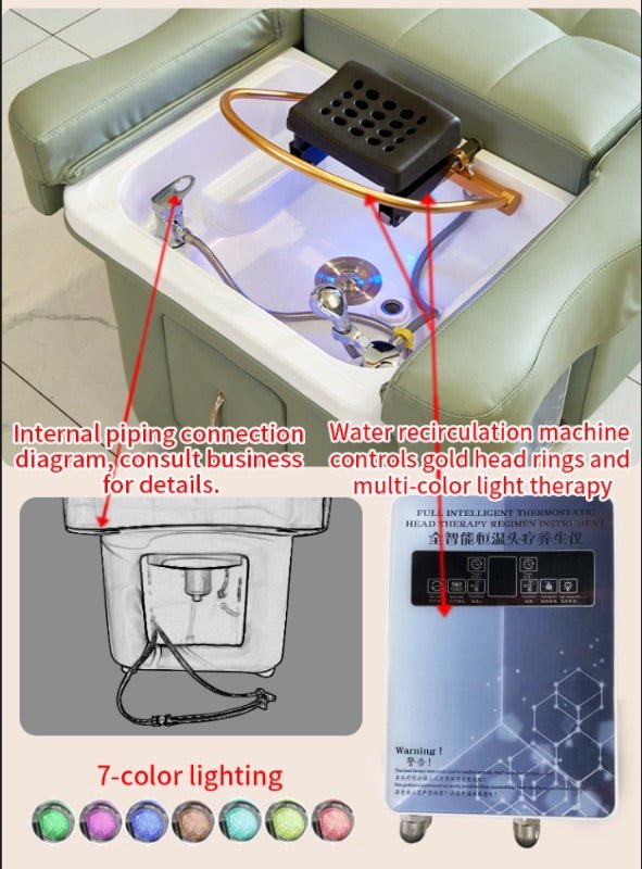 #631 | Electric Lifting | Korean Japanese Head Spa Massage Shampoo Bed with Light | Pedicure | SSW - SH Salons