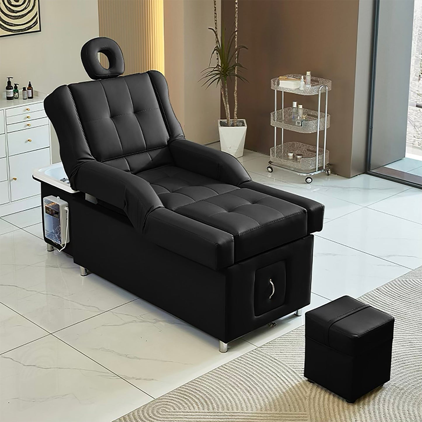 631 | Plumbed | Electric - Lifting Head Spa Bed — LED Light & Pedicure Support | SSW | Head Spa Beds (Plumbed) by SSW - SH Salons