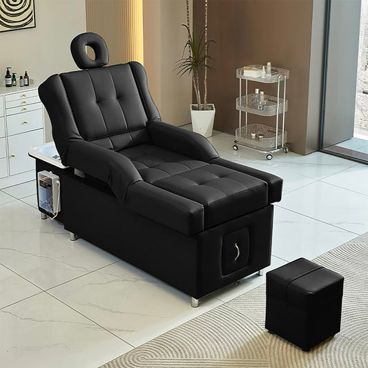 631 | Plumbed | Electric - Lifting Head Spa Bed — LED Light & Pedicure Support | SSW | Head Spa Beds (Plumbed) by SSW - SH Salons