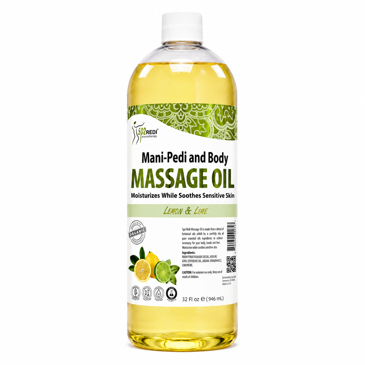 Lemon & Lime | Massage Oil - Mani-Pedi and Body | 32 fl. oz. | SPA REDI