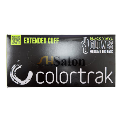 Extended Cuff Black Vinyl Gloves | 100 Pack | COLORTRAK