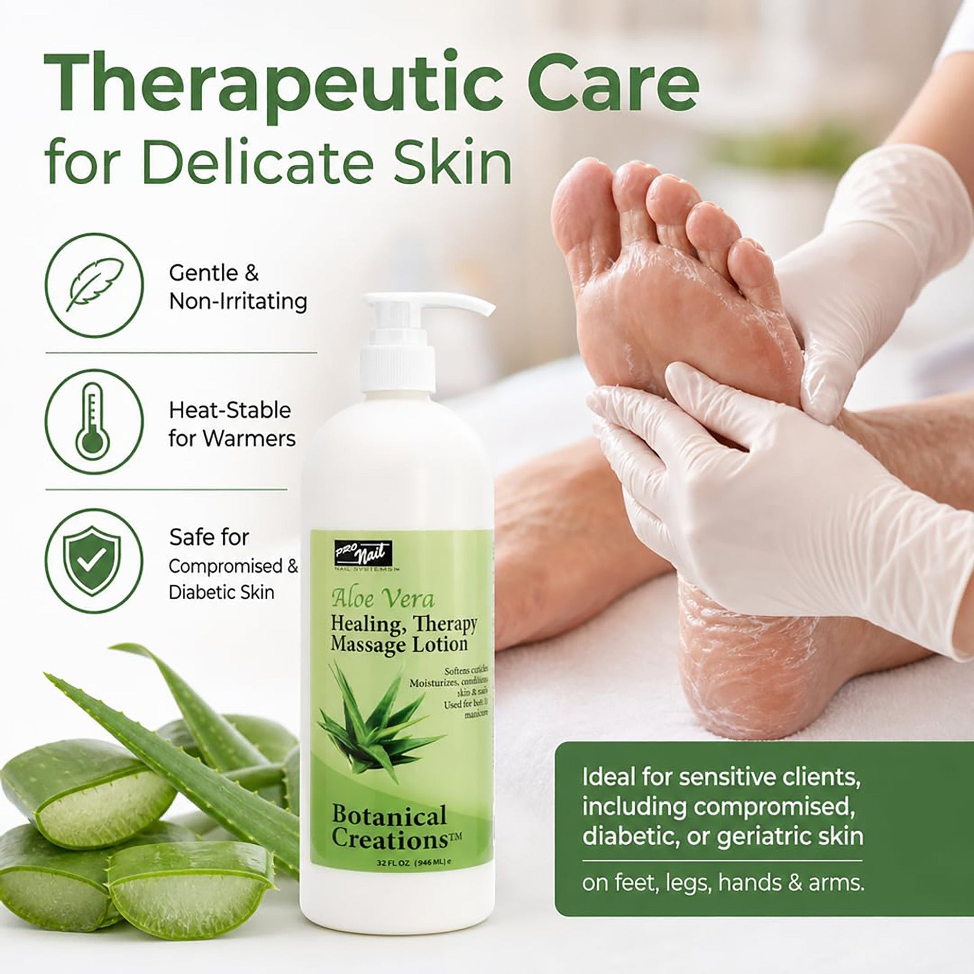 Aloe Vera | Spa & Pedicure Massage Lotion 32 fl oz – Dual - Phase Thermal Treatment | PRO NAIL by PRO NAIL | SH Salons