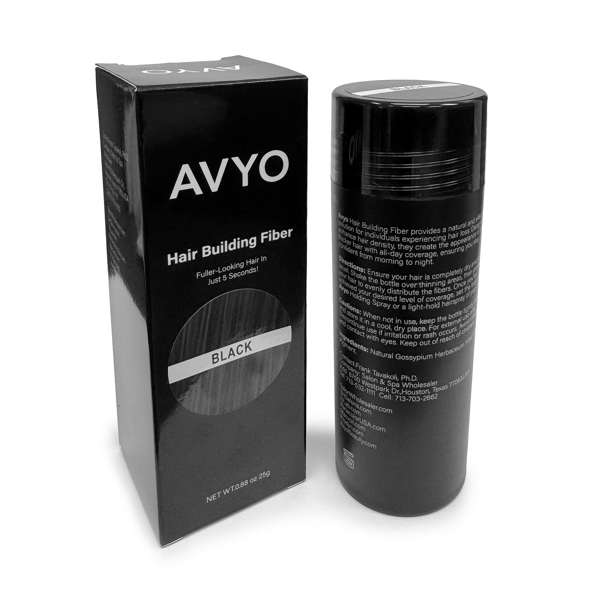 Black | Hair Building Fibers | Fuller Looking Hair | 0.88 oz - 25g | AVYO | Hair Care by AVYO - SH Salons