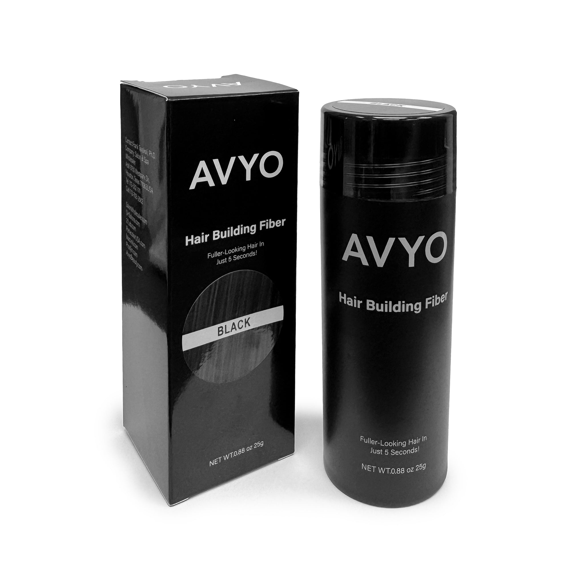 Black | Hair Building Fibers | Fuller Looking Hair | 0.88 oz - 25g | AVYO | Hair Care by AVYO - SH Salons