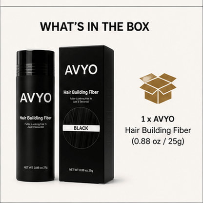 Black | Hair Building Fibers | Fuller Looking Hair | 0.88 oz - 25g | AVYO by AVYO | SH Salons