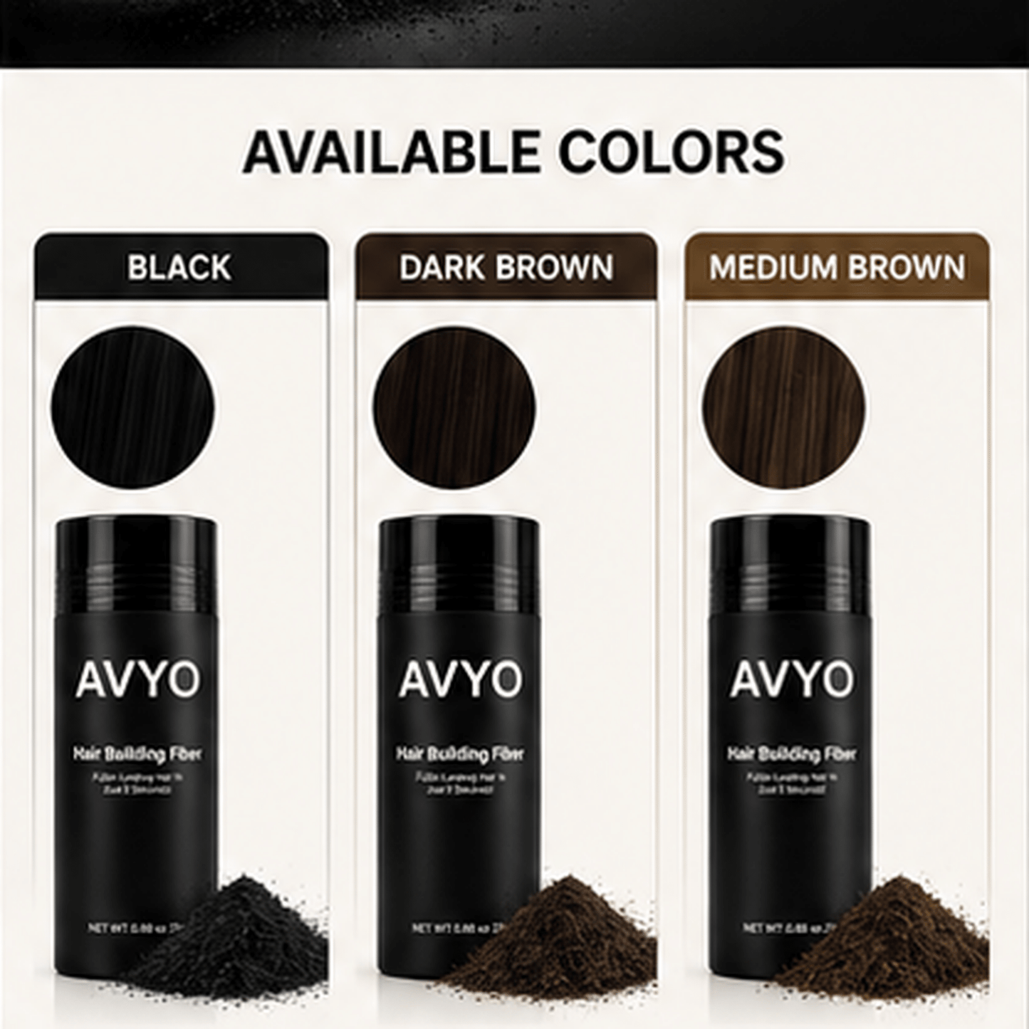 Black | Hair Building Fibers | Fuller Looking Hair | 0.88 oz - 25g | AVYO by AVYO | SH Salons