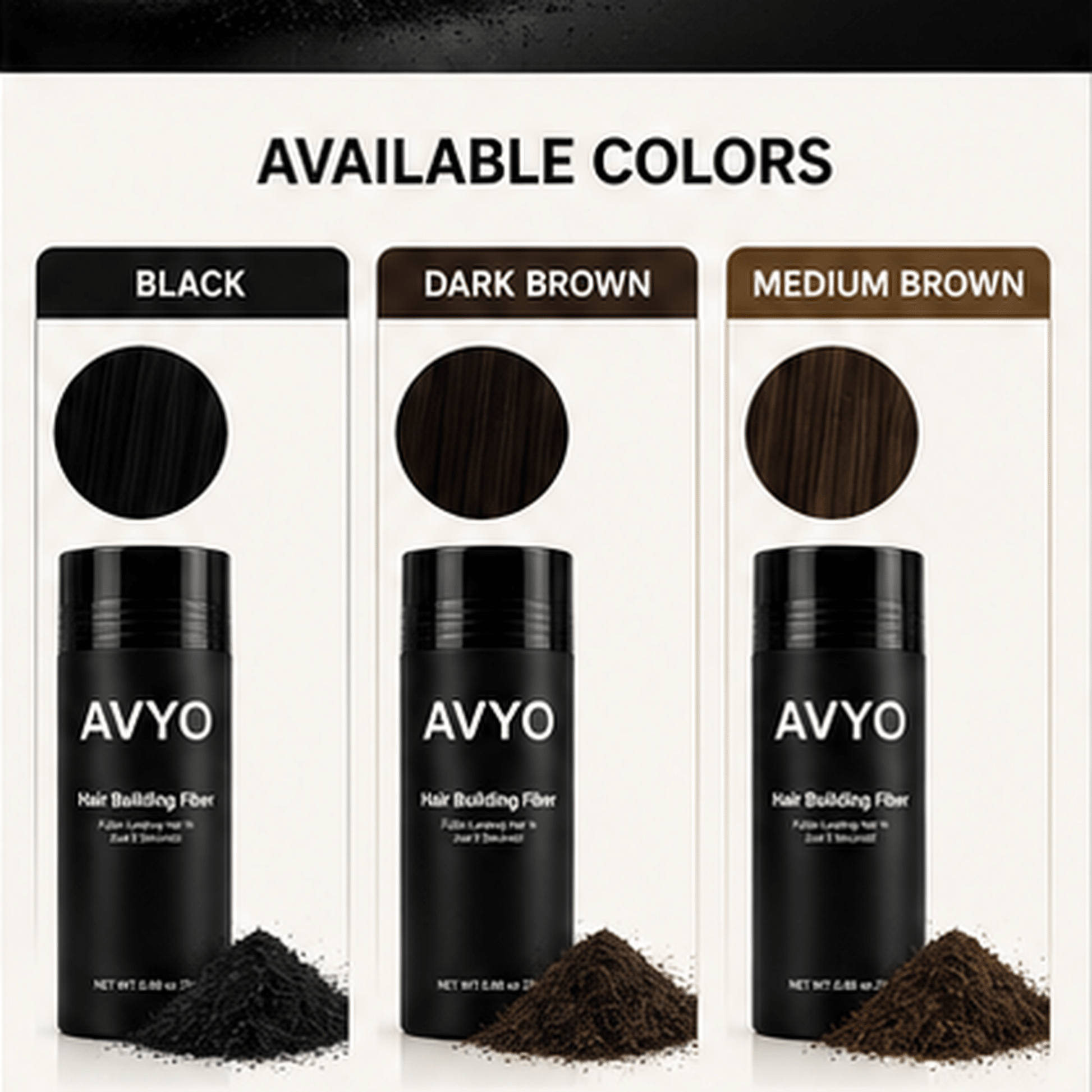 Black | Hair Building Fibers | Fuller Looking Hair | 0.88 oz - 25g | AVYO by AVYO | SH Salons