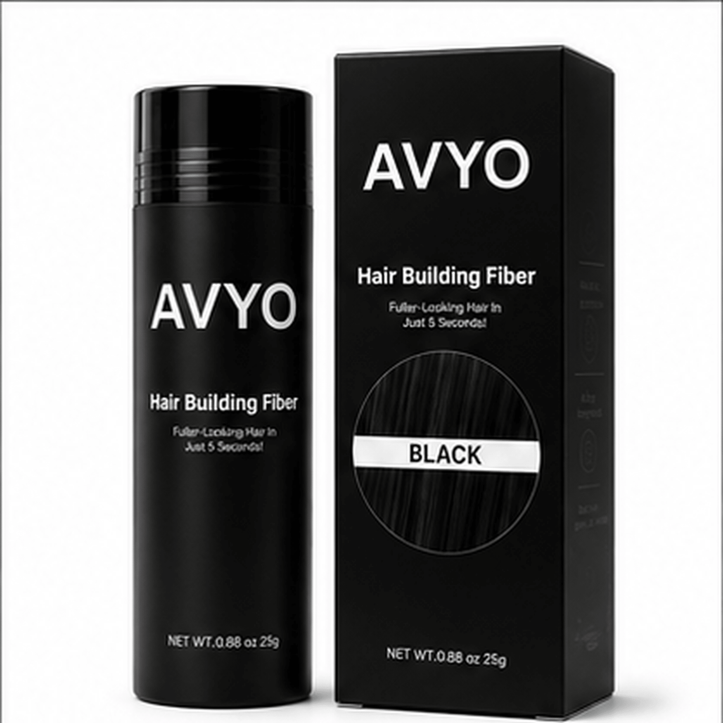 Black | Hair Building Fibers | Fuller Looking Hair | 0.88 oz - 25g | AVYO by AVYO | SH Salons