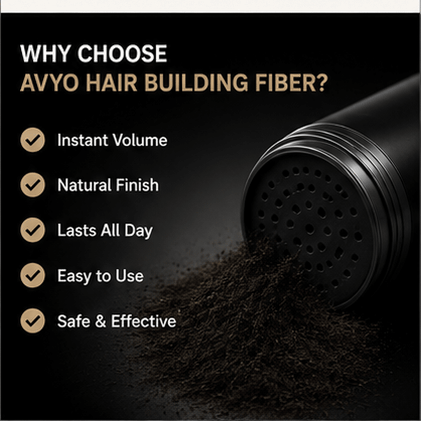 Black | Hair Building Fibers | Fuller Looking Hair | 0.88 oz - 25g | AVYO by AVYO | SH Salons