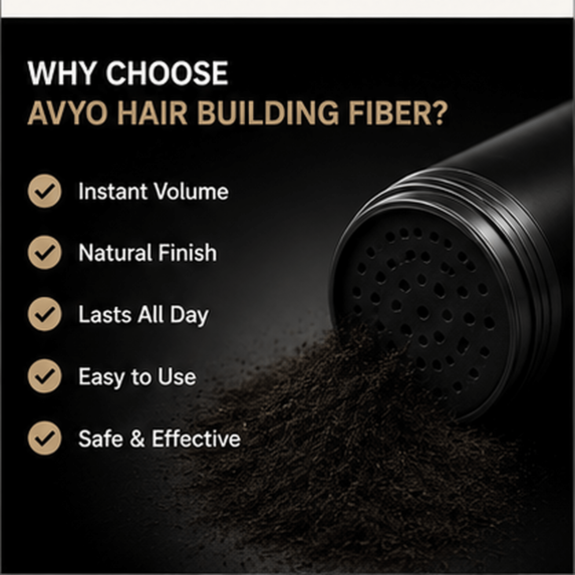 Black | Hair Building Fibers | Fuller Looking Hair | 0.88 oz - 25g | AVYO by AVYO | SH Salons
