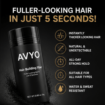 Black | Hair Building Fibers | Fuller Looking Hair | 0.88 oz - 25g | AVYO by AVYO | SH Salons