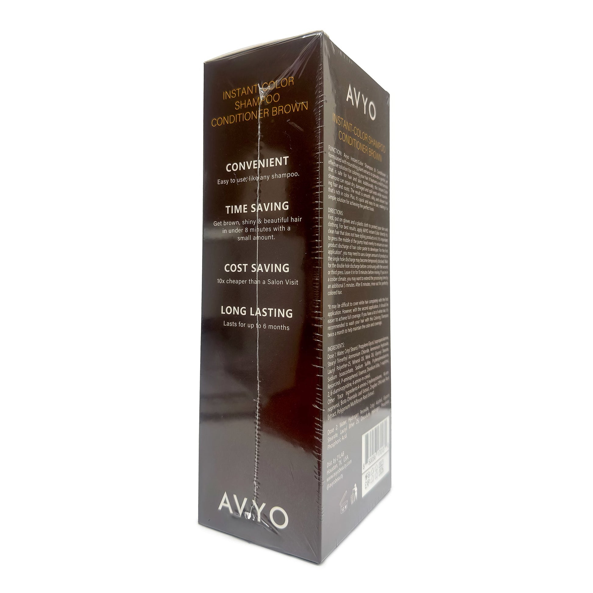 Brown | Instant-Color Shampoo Conditioner | 5 in 1 | 500 mL - 16.91 fl.oz. | AVYO - SH Salons