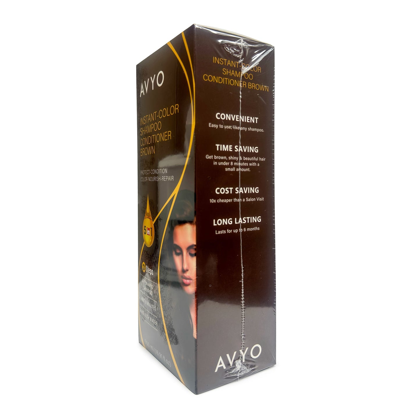 Brown | Instant-Color Shampoo Conditioner | 5 in 1 | 500 mL - 16.91 fl.oz. | AVYO - SH Salons