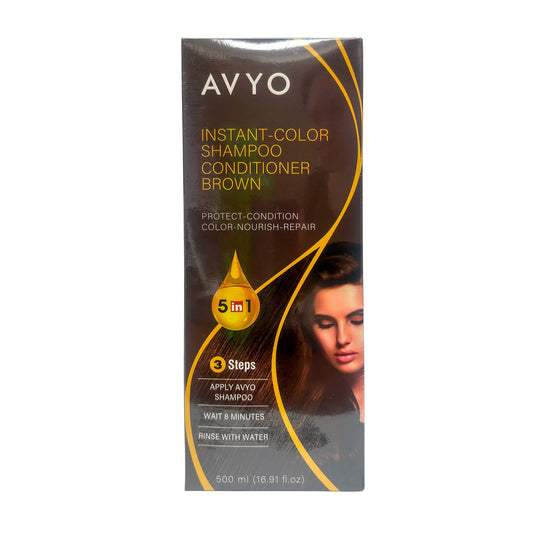 Brown | Instant-Color Shampoo Conditioner | 5 in 1 | 500 mL - 16.91 fl.oz. | AVYO - SH Salons