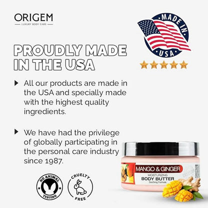 Mango & Ginger | Body Butter for Dry Skin | 8 fl oz | ORIGEM