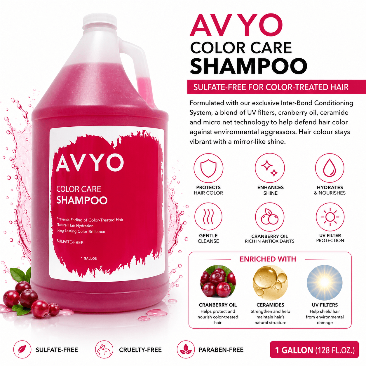 Color Care Shampoo – For Color - Treated Hair | Sulfate - Free | Gallon | AVYO by AVYO | SH Salons