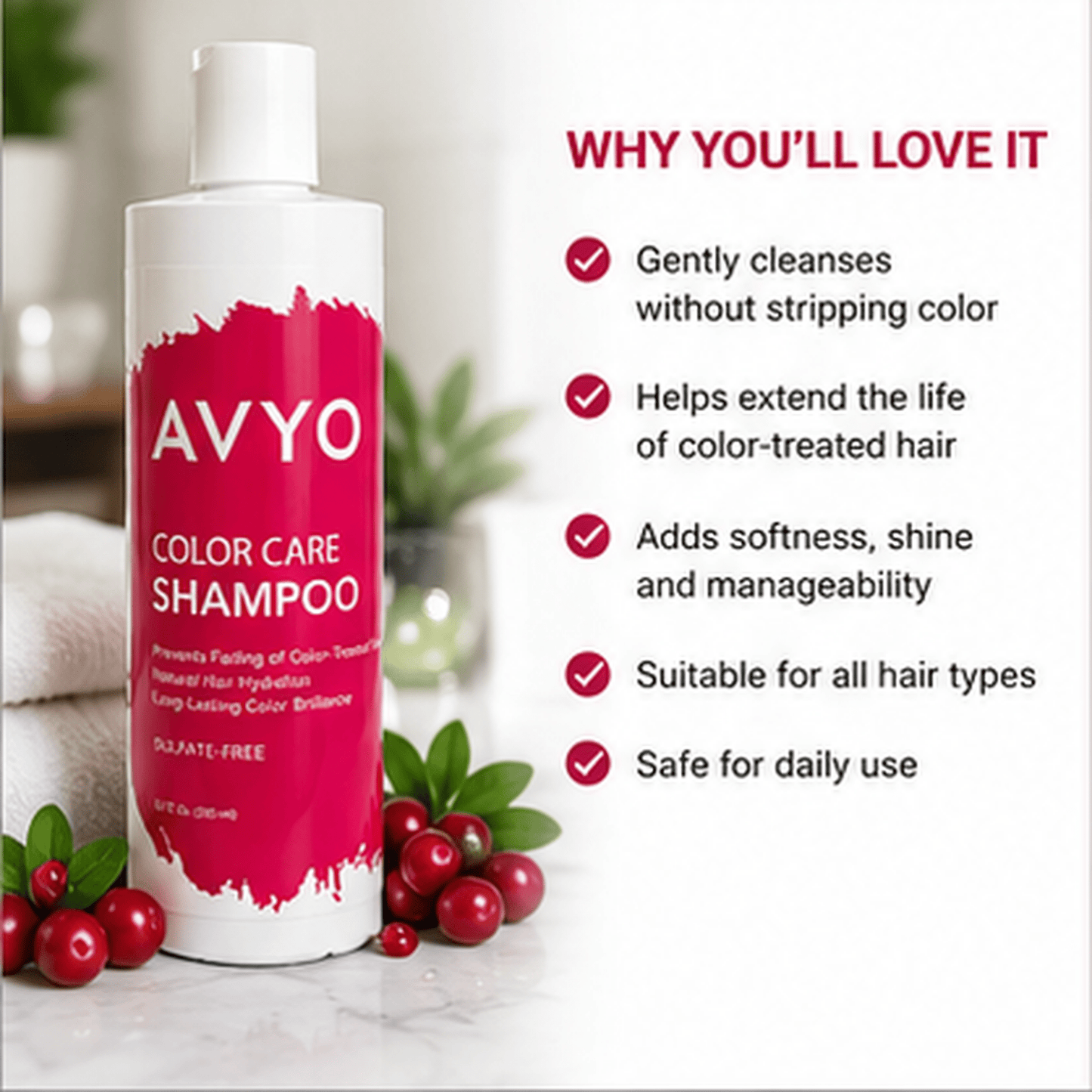 Color Care Shampoo | For Color - Treated Hair | UV Protection and Shine | 12 fl. oz | AVYO by AVYO | SH Salons