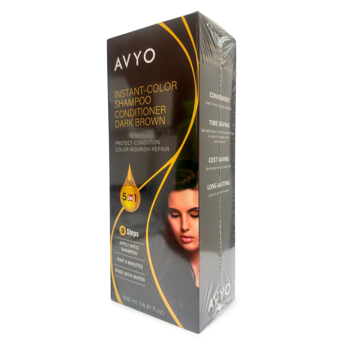 Dark Brown | Instant-Color Shampoo Conditioner | 5 in 1 | 500 mL - 16.91 fl.oz. | AVYO - SH Salons