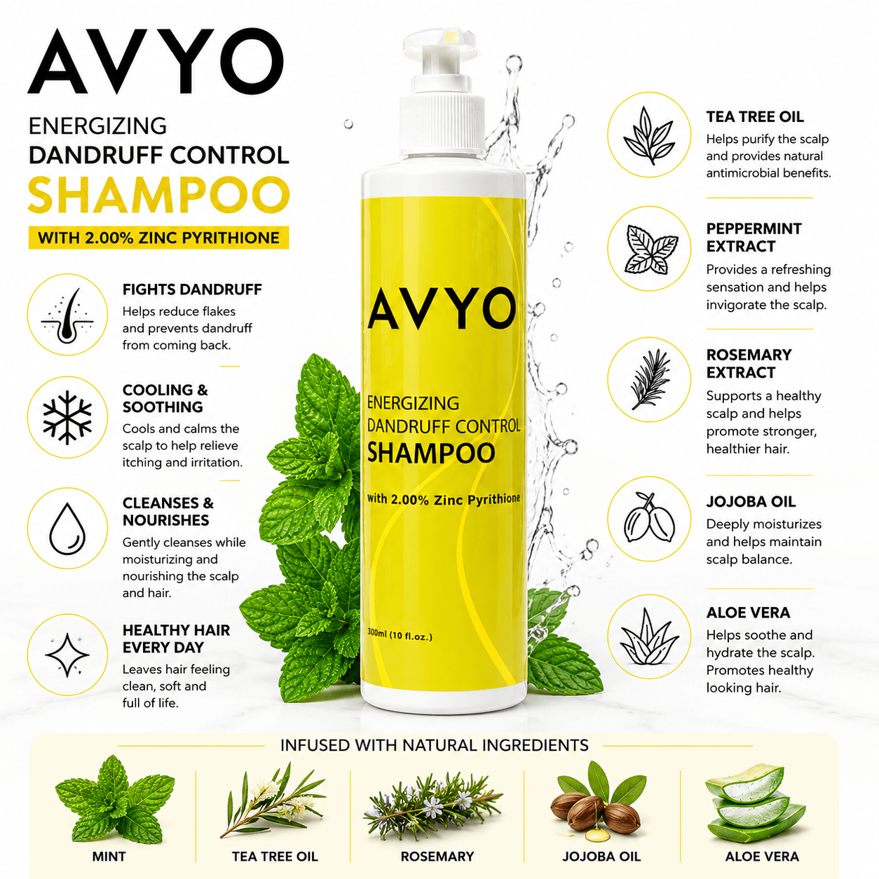 Energizing Dandruff Control Shampoo | 10 fl oz | AVYO by AVYO | SH Salons