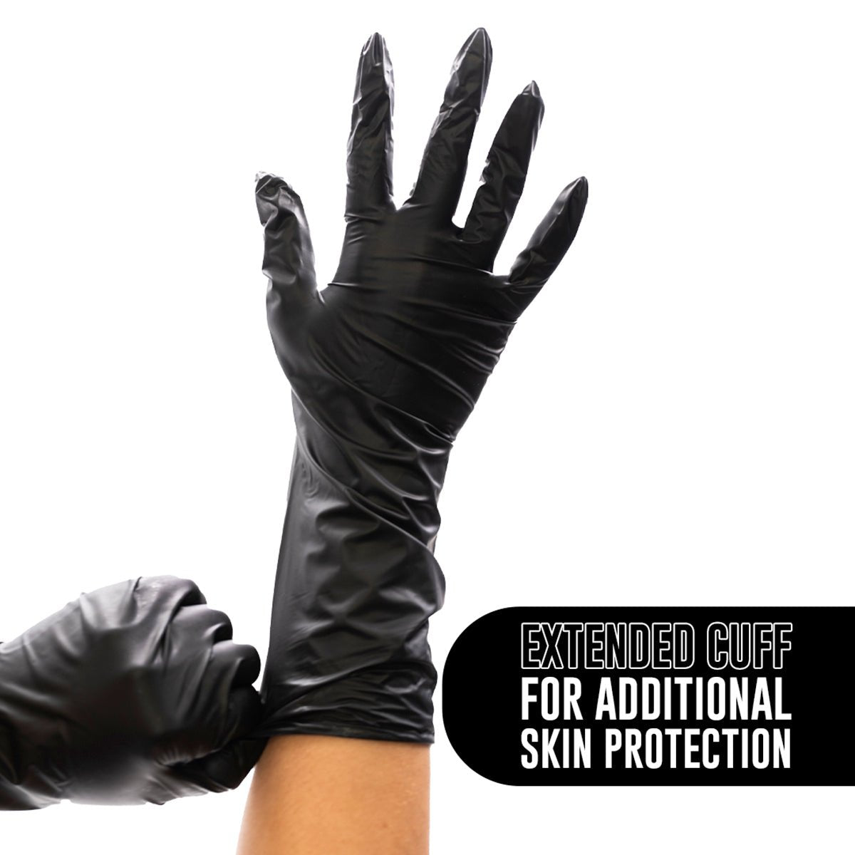 Extended Cuff Black Vinyl Gloves | 100 Pack | COLORTRAK | DISPOSABLE GLOVES by COLORTRAK - SH Salons